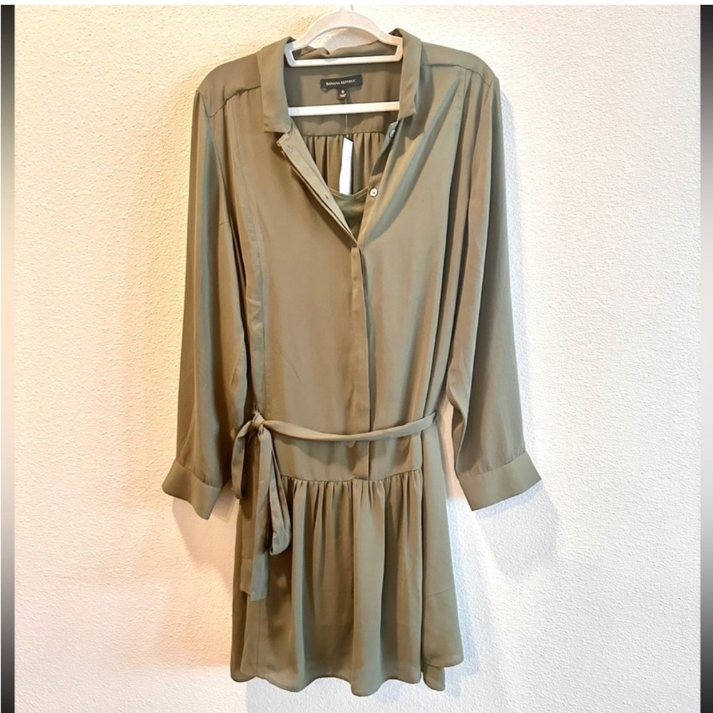 Banana Republic Olive Green Shirt Dress NWT